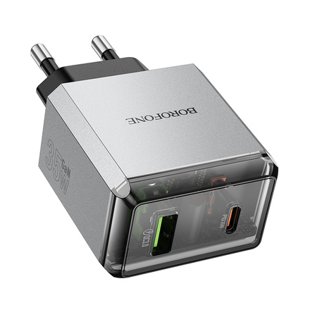 Borofone Netzladegerät BN20 Lena - USB + Typ C - PD 35W grau