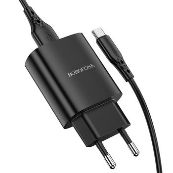 Borofone Netzladegerät BN1 Innovative - USB - 2,1A mit Kabel USB auf Typ C schwarz