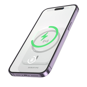 Borofone Power Bank 5000mAh BJ63 Nimble - Typ C - PD 20W magnetyczny z ładowaniem indukcyjnym biały
