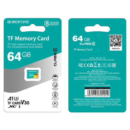 Borofone MicroSD-Speicherkarte  64GB SDXC Class10 95MB/s