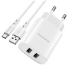 Borofone Netzladegerät BN2 Super - 2×USB - 2,1A mit Kabel USB auf Typ C weiß
