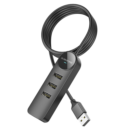 Borofone Adapter DH5 Erudite 4 w 1 - USB auf 4×USB 2.0 - 1,2 m schwarz