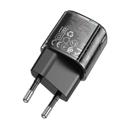 Borofone Netzladegerät BN17 Sunlight - USB + Typ C -  QC 3.0 PD 20W 3A schwarz