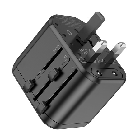 Borofone Reiseadapter BAC1 - 2×USB - USA, UK, EU, AU schwarz