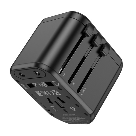 Borofone Reiseadapter BAC1 - 2×USB - USA, UK, EU, AU schwarz