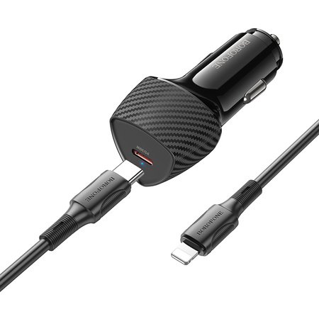 Borofone Kfz-Ladegerät BZ31B Solid - Typ C - PD 30W mit Kabel Typ C auf Lightning schwarz