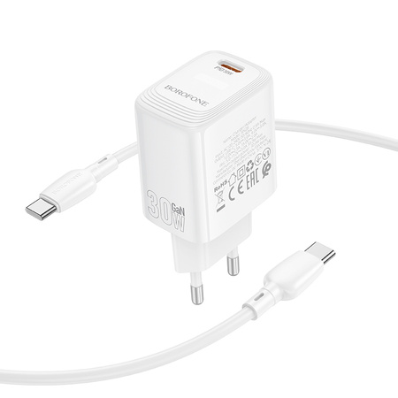 Borofone Netzladegerät BN28 Fuente - Typ C - PD 30W mit Kabel Typ C auf Typ C weiß