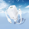 Borofone Netzladegerät BN27 Fuente - USB + Typ C - QC 3.0 PD 20W mit Kabel Typ C auf Lightning weiß