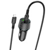 Borofone Ładowarka samochodowa BZ21 Brilliant - USB + Typ C - QC 3,0 PD 48W z kablem Typ C na Lightning czarna