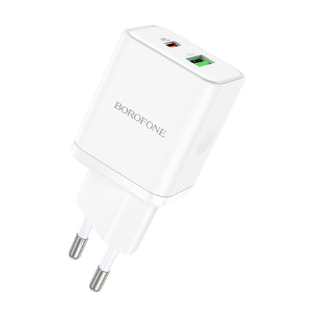 Borofone Netzladegerät BN7 - USB + Typ C - QC 3.0 PD 20W weiß