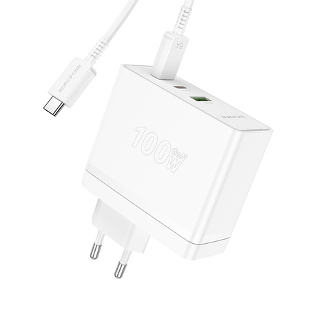 Borofone Netzladegerät BN11 Imperial - USB + 2×Typ C - QC 3.0 PD 100W mit Kabel Typ C auf Typ C weiß