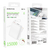 Borofone Powerbank 15000mAh BJ70A Vigorous - USB + Typ C - QC 3.0 PD 20W mit Kabeln Typ C und Lightning weiß