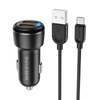 Borofone Ładowarka samochodowa BZ17 Core - 2xUSB - QC 3,0 18W z kablem USB na Micro USB czarna