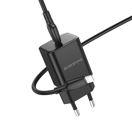 Borofone Netzladegerät BN13 Safety GaN - Typ C - PD 30W mit Kabel Typ C auf Lightning schwarz