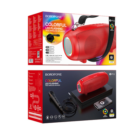 Borofone Głośnik Bezprzewodowy Bluetooth BP13 Dazzling z mikrofonem czerwony