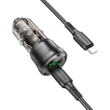 Borofone Ładowarka samochodowa BZ25 Journey - USB + Typ C - PD 38W 3A z kablem Typ C na Lightning czarna