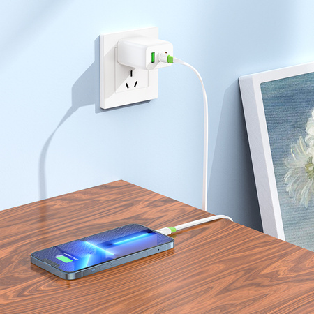 Borofone Kabel BX89 Union - Typ C na Lightning - PD 20W 1 metr biało-zielony