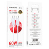 Borofone Kabel BX109 Joy - Typ C na Typ C - 60W 3A 1 metr biały