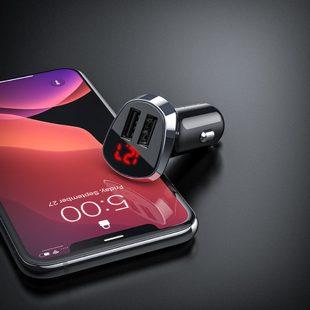 Borofone Ładowarka samochodowa BZ15 Auspicious - 2xUSB - 2,4A z kablem USB na Micro USB czarna