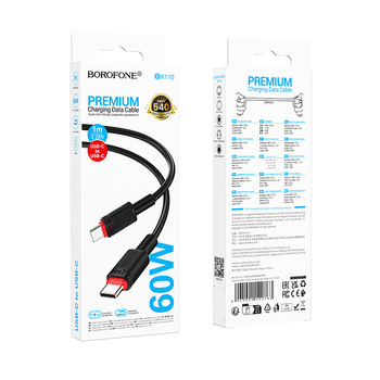 Borofone Kabel BX110 Beneficio - Typ C auf Typ C - 60W 3A 1 m schwarz