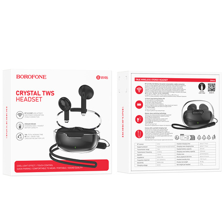 Borofone Słuchawki Bluetooth TWS BW46 Ice flake czarne