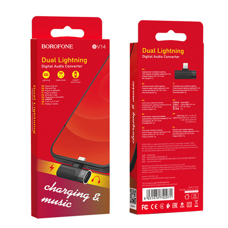 Borofone Adapter BV14 Audio - Lightning auf 2×Lightning - schwarz