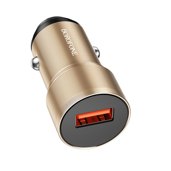 Borofone Ładowarka samochodowa BZ19A Wisdom - USB - QC 3,0 18W złota