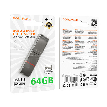 Borofone USB-Stick BUD8 Spirit USB 3.2 + Typ C  64GB