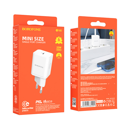 Borofone Netzladegerät BN6 Field - Typ C - QC 3.0 PD 20W weiß