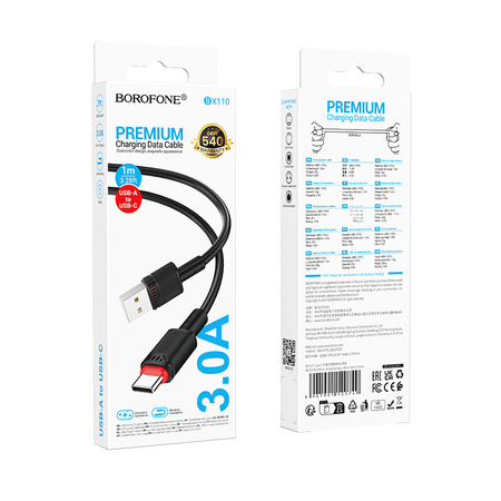 Borofone Kabel BX110 Beneficio - USB auf Typ C - 3A 1 m schwarz