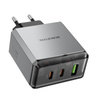 Borofone Netzladegerät BN22 Lena GaN - 2×Typ C + USB - QC 3.0 PD 65W grau