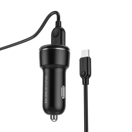 Borofone Ładowarka samochodowa BZ17 Core - 2xUSB - QC 3,0 18W z kablem USB na Micro USB czarna