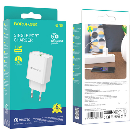 Borofone Netzladegerät BN5 Jingrui - USB - QC 3.0 18W weiß