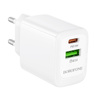 Borofone Netzladegerät BN27 Fuente - USB + Typ C - QC 3.0 PD 20W weiß