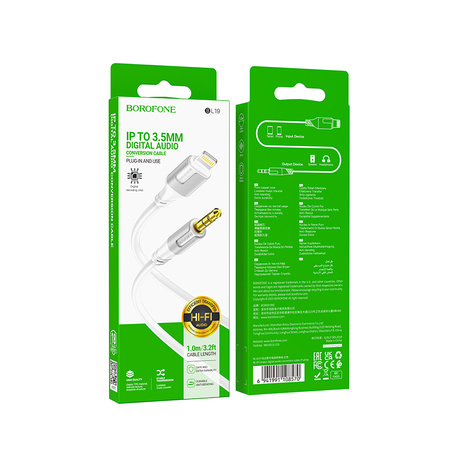 Borofone AUX-Kabel BL19 Creator - Klinke 3,5mm auf Lightning - 1 m weiß