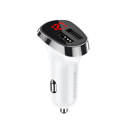 Borofone Ładowarka samochodowa BZ15 Auspicious - 2xUSB - 2,4A z kablem USB na Micro USB biała