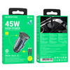 Borofone Kfz-Ladegerät BZ26B Discovery - 2×Typ C - PD 45W 3A mit Kabel Typ C auf Lightning transparent-blau