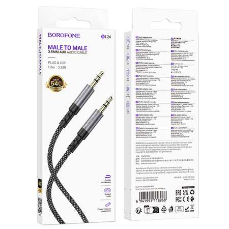 Borofone Kabel AUX BL24 Graceful - Typ C na jack 3,5mm - 1 metr czarny