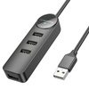 Borofone Adapter DH5 Erudite 4 w 1 - USB auf 4×USB 2.0 - 1,2 m schwarz