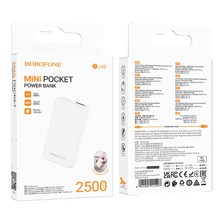 Borofone Powerbank 2500mAh BJ48 Mini - USB - weiß