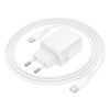 Borofone Netzladegerät BN27 Fuente - USB + Typ C - QC 3.0 PD 20W mit Kabel Typ C auf Typ C weiß