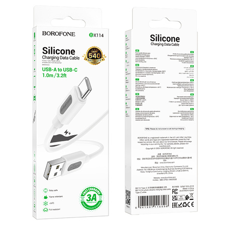 Borofone Kabel BX114 Structure - USB na Typ C - 3A 1 metr biały