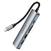 Borofone Adapter DH15 Buddy 6 w 1 - Typ C auf HDMI + Typ C + USB 3.0 + USB 3.0 + SD + microSD - PD 100W grau