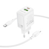 Borofone Netzladegerät BN29 Fuente - USB + Typ C - QC 3.0 PD 30W mit Kabel Typ C auf Lightning weiß