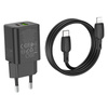 Borofone Netzladegerät BN14 Royal GaN - USB + Typ C - QC 3.0 PD 30W mit Kabel Typ C auf Lightning schwarz