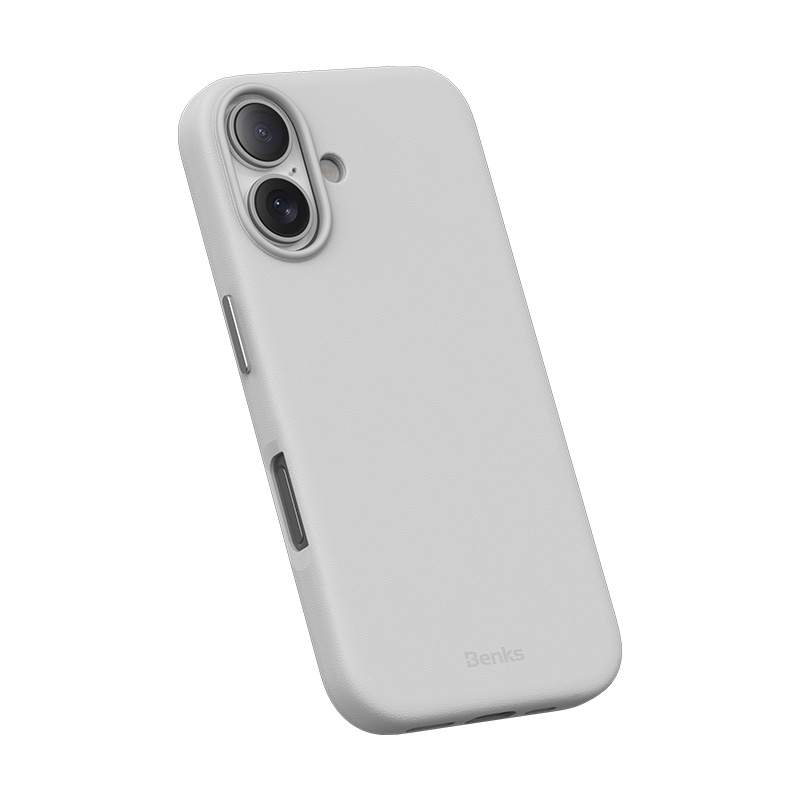 Miękki, matowy chwyt i czysty szary na Twoim iPhone 16 - etui, które dobrze leży w dłoni i nie zbiera odcisków palców.