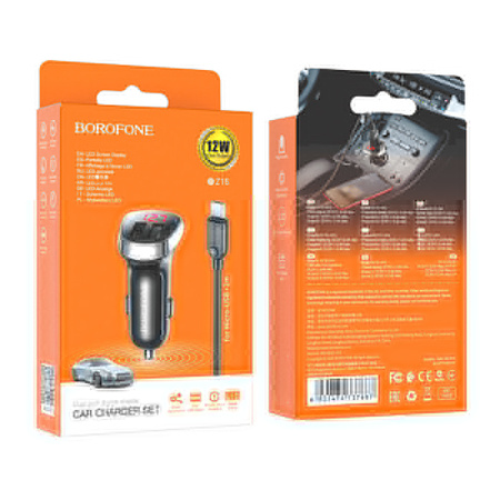 Borofone Ładowarka samochodowa BZ15 Auspicious - 2xUSB - 2,4A z kablem USB na Micro USB czarna