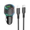Borofone Ładowarka samochodowa BZ21 Brilliant - USB + Typ C - QC 3.0 PD 48W z kablem Typ C na Lightning czarna