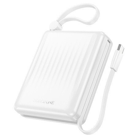 Borofone Powerbank 15000mAh BJ70A Vigorous - USB + Typ C - QC 3.0 PD 20W mit Kabeln Typ C und Lightning weiß