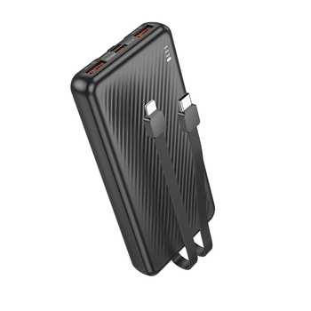 Borofone Powerbank 10000mAh BJ57 Graceful - 2×USB + Typ C - QC 3.0 22,5W + PD 20W mit Kabeln Typ C und Lightning schwarz